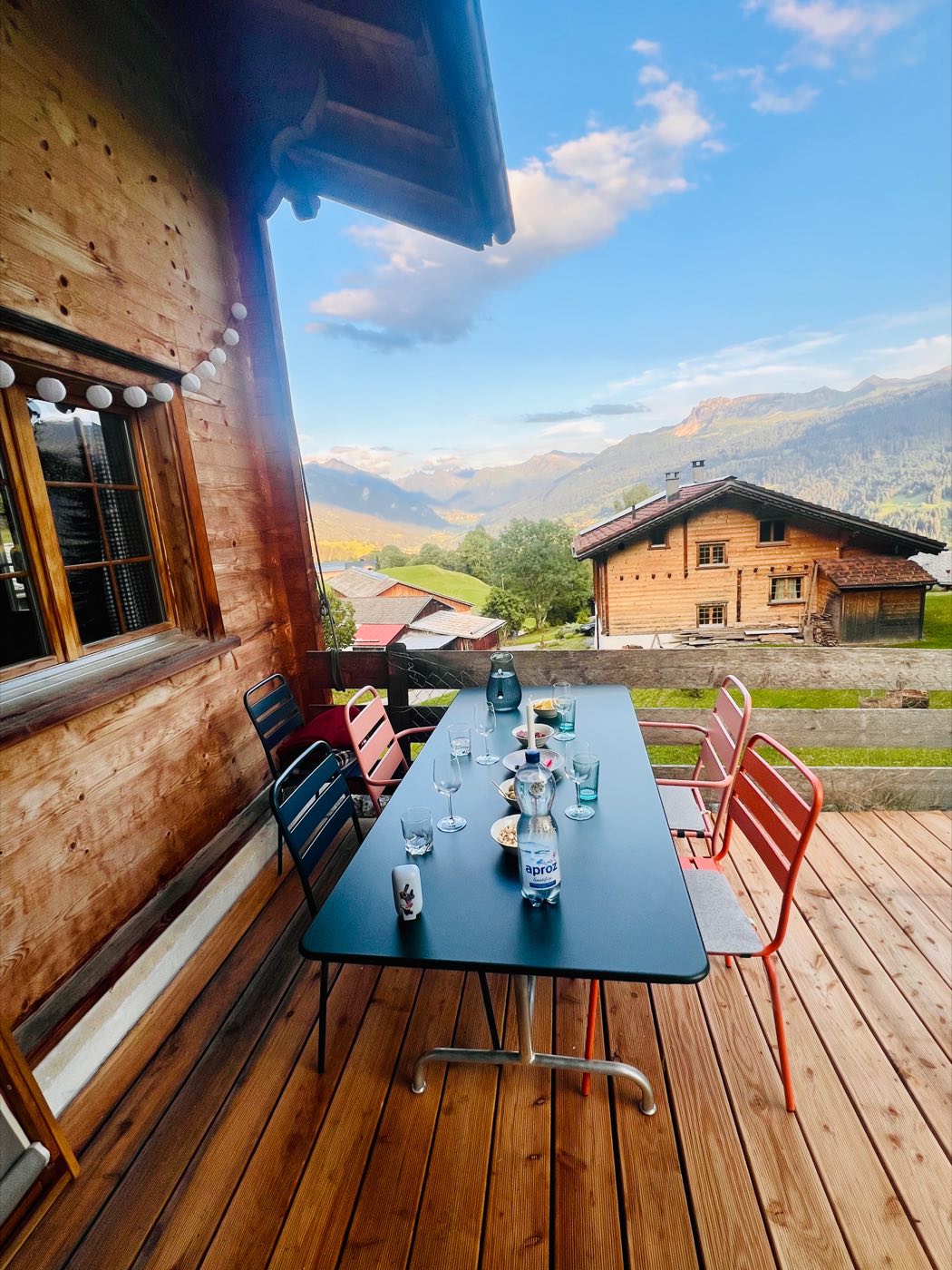 Holiday home Pany – exterior view with outside seating area in summer